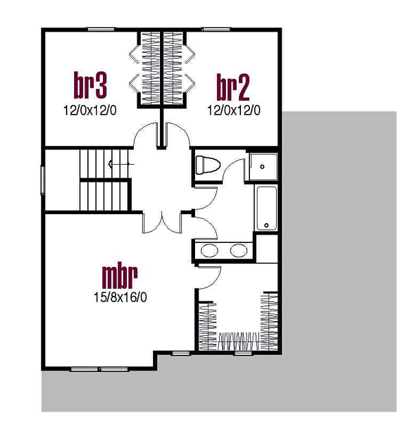 Colonial Country Farmhouse Narrow Lot Traditional Level Two of Plan 56401