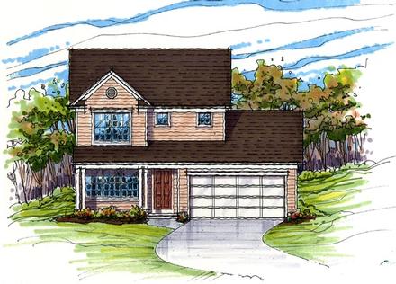 Colonial Country Farmhouse Narrow Lot Traditional Elevation of Plan 56401