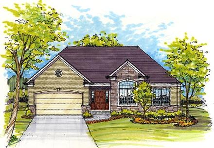 Contemporary Ranch Traditional Elevation of Plan 56402