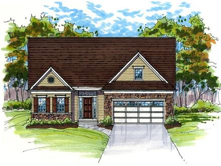 Colonial One-Story Ranch Traditional Elevation of Plan 56404