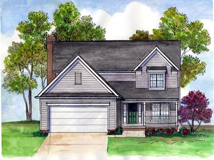 Colonial Country Farmhouse Narrow Lot Traditional Elevation of Plan 56407