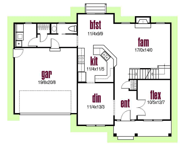 Colonial Country Farmhouse Traditional Level One of Plan 56408