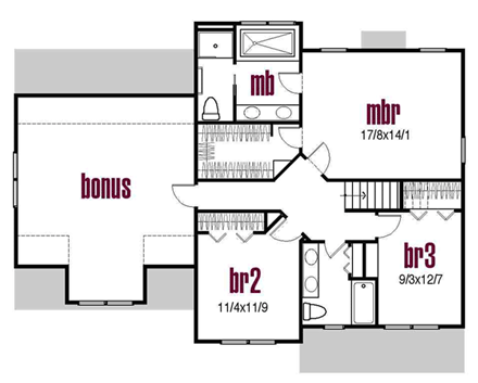 House Plan 56408 Second Level Plan