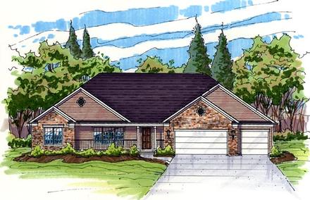 Colonial Contemporary One-Story Ranch Traditional Elevation of Plan 56410