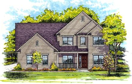 Colonial Country Farmhouse Traditional Elevation of Plan 56411