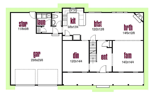 Colonial Southern Traditional Level One of Plan 56412