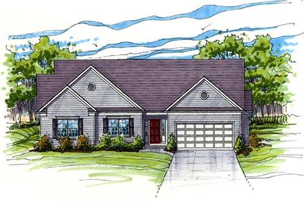 Colonial Contemporary One-Story Ranch Traditional Elevation of Plan 56413