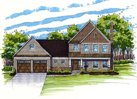 Country Craftsman Farmhouse Traditional Elevation of Plan 56414