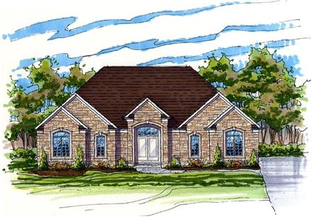 Contemporary One-Story Ranch Traditional Elevation of Plan 56416