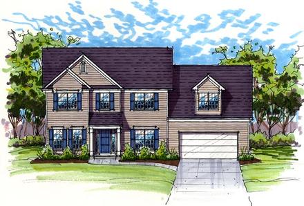 Colonial Country Farmhouse Traditional Elevation of Plan 56418