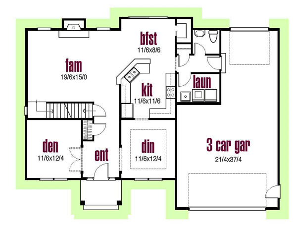 Colonial Country Traditional Level One of Plan 56420