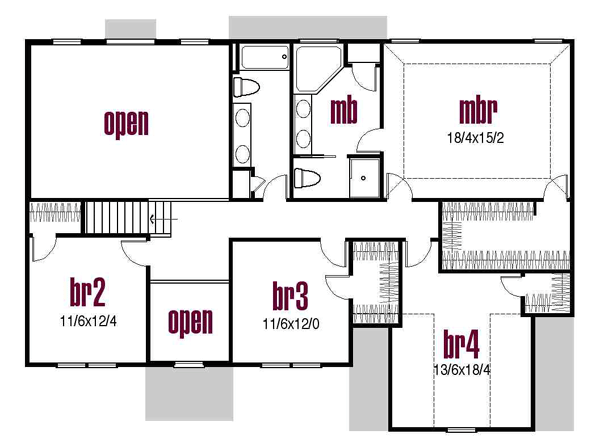 Colonial Country Traditional Level Two of Plan 56420