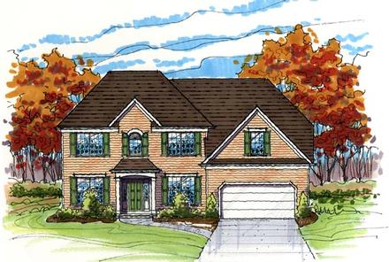 Colonial Country Traditional Elevation of Plan 56420