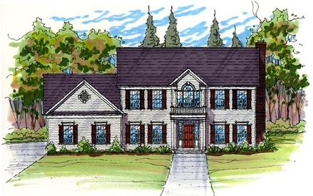 Colonial Country Southern Traditional Elevation of Plan 56421