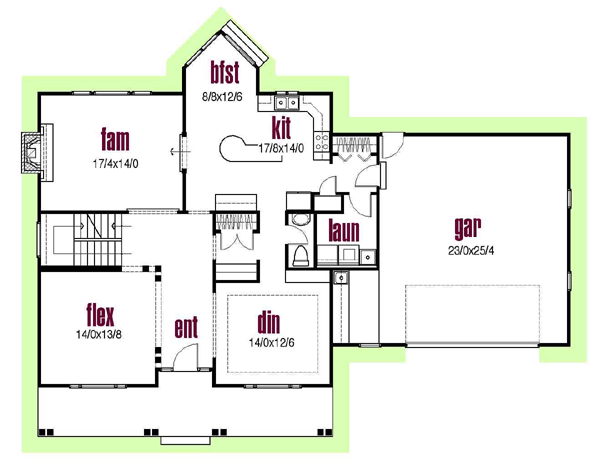 Colonial Country Farmhouse Traditional Level One of Plan 56422