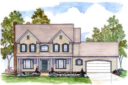 Colonial Country Farmhouse Traditional Elevation of Plan 56422