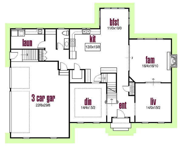 Colonial Southern Traditional Level One of Plan 56424