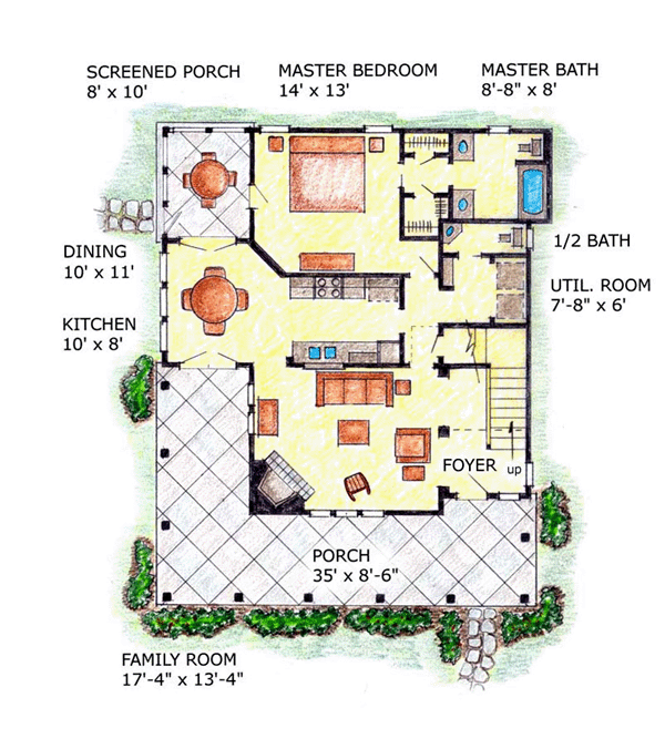 Country Farmhouse Level One of Plan 56506
