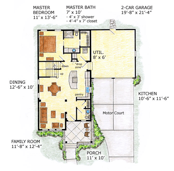 Bungalow Country Farmhouse Level One of Plan 56507