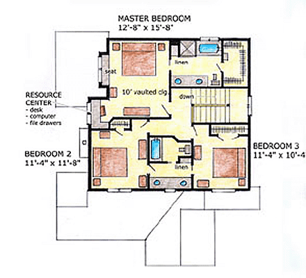 House Plan 56515 Second Level Plan