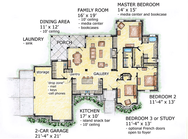 One-Story Traditional Level One of Plan 56519