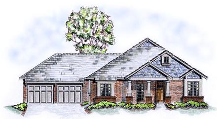 Craftsman One-Story Traditional Elevation of Plan 56520