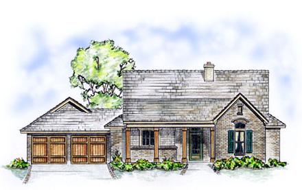 Country One-Story Traditional Elevation of Plan 56521