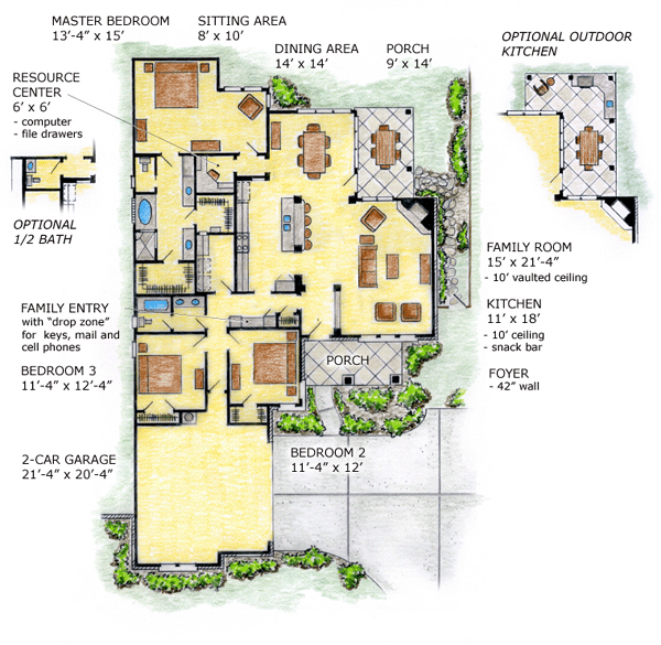 European One-Story Traditional Level One of Plan 56525