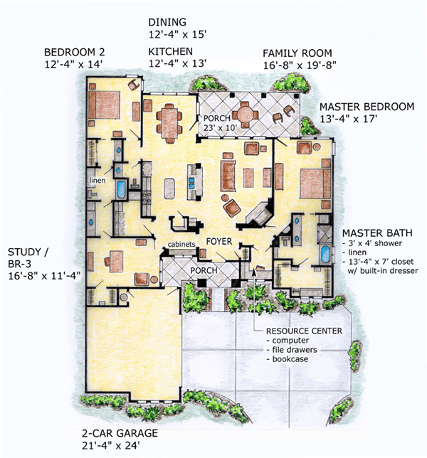 Florida Mediterranean One-Story Southwest Level One of Plan 56528