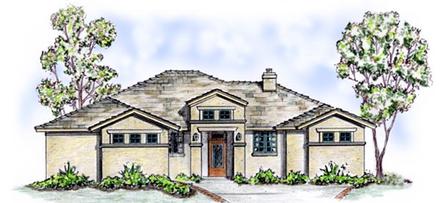 Florida Mediterranean One-Story Southwest Elevation of Plan 56528