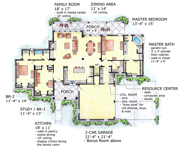 European One-Story Traditional Level One of Plan 56529