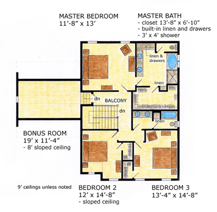 House Plan 56531 Second Level Plan