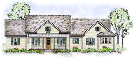 Country One-Story Traditional Elevation of Plan 56534
