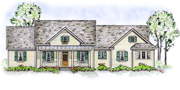 Country, One-Story, Traditional Plan with 2471 Sq. Ft., 3 Bedrooms, 3 Bathrooms, 2 Car Garage Elevation