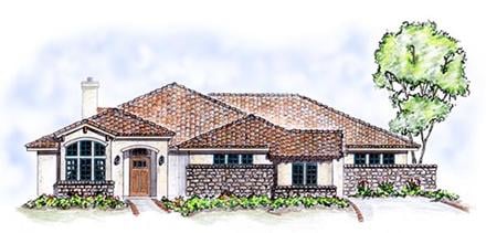 Florida Mediterranean One-Story Elevation of Plan 56537