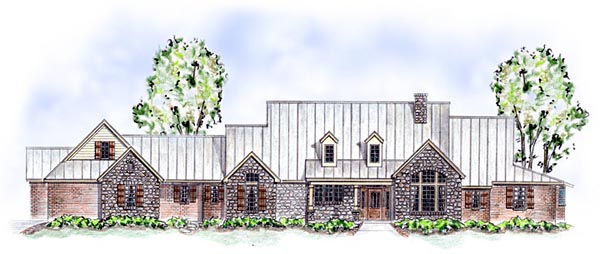 European, Traditional Plan with 3160 Sq. Ft., 3 Bedrooms, 2 Bathrooms, 3 Car Garage Elevation