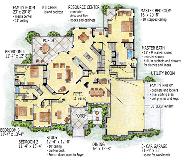 European One-Story Level One of Plan 56546