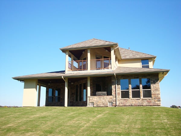 European, Traditional Plan with 3400 Sq. Ft., 3 Bedrooms, 3 Bathrooms, 2 Car Garage Rear Elevation