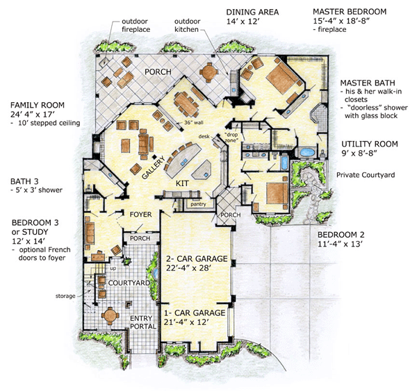 House Plan 56549 Level One