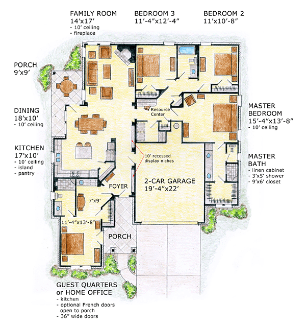 Bungalow Craftsman Ranch Traditional Level One of Plan 56567