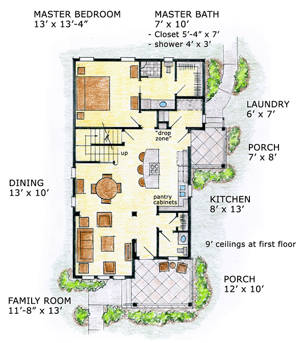 Cabin Cottage Craftsman Farmhouse Level One of Plan 56570