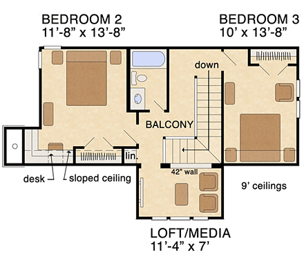 House Plan 56574 Second Level Plan