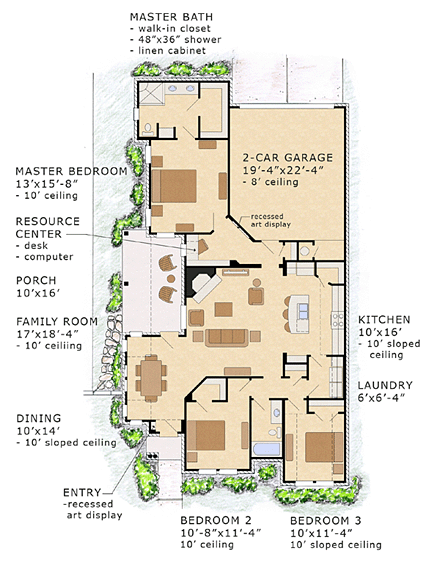 House Plan 56575 First Level Plan