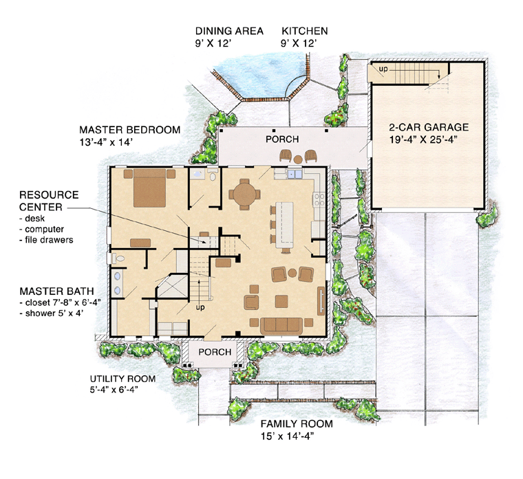 Bungalow Craftsman Level One of Plan 56579