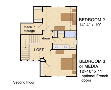 House Plan 56579 Second Level Plan