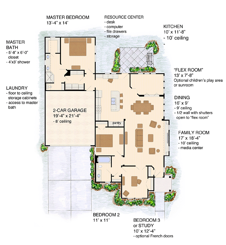 Bungalow Cottage Craftsman Level One of Plan 56582