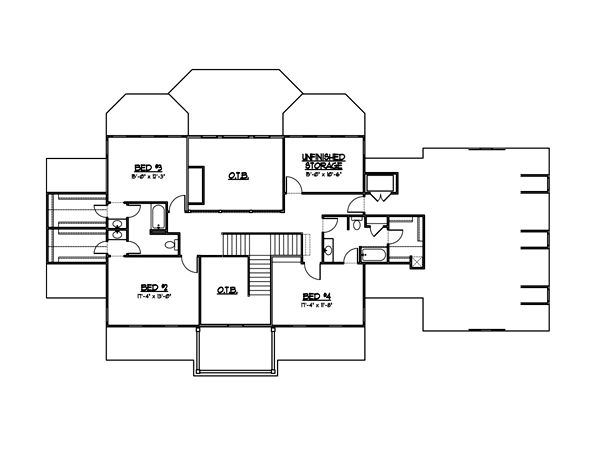 Colonial Country Farmhouse Traditional Level Two of Plan 56609