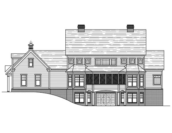 Colonial Country Farmhouse Traditional Rear Elevation of Plan 56609