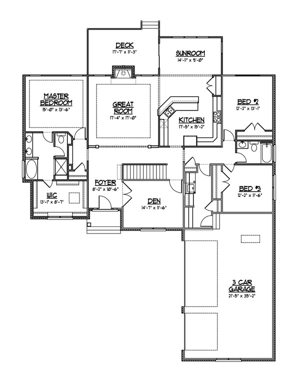 European Ranch Traditional Level One of Plan 56619