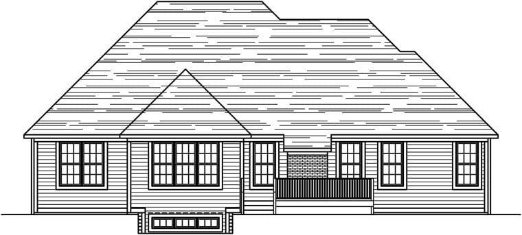 European Ranch Traditional Rear Elevation of Plan 56619